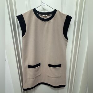 Entro Beige and Black Sleeveless dress